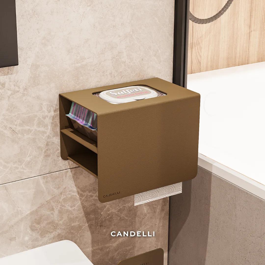 Вертикальный держатель Candelli 13 см со скрытым отсеком для влажных салфеток — фото 10