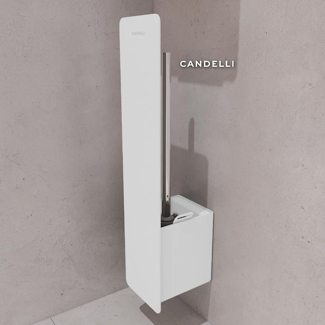 Скрытый подвесной металлический ершик Candelli 9 см, монтаж в нишу, премиальная отделка для минималистичной ванной — фото 4