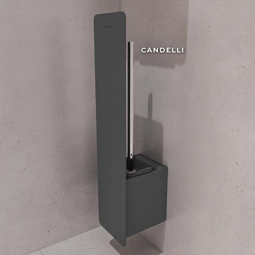 Скрытый подвесной металлический ершик Candelli 9 см, монтаж в нишу, премиальная отделка для минималистичной ванной — фото 7