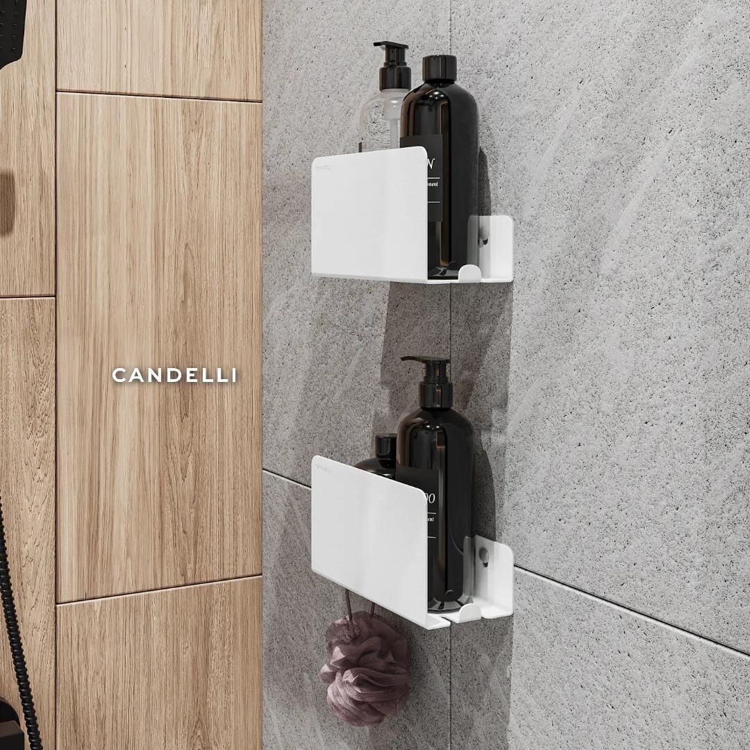 Металлическая полка CANDELLI 20 см скрытого хранения для ванной комнаты — фото 4