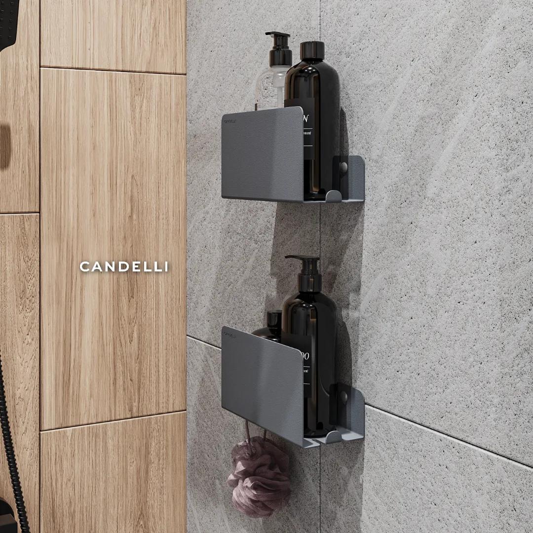 Металлическая полка CANDELLI 20 см скрытого хранения для ванной комнаты — фото 7
