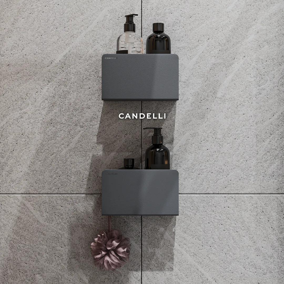 Металлическая полка CANDELLI 20 см скрытого хранения для ванной комнаты — фото 9