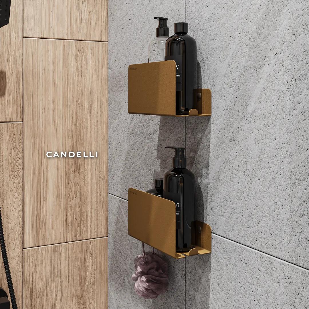 Металлическая полка CANDELLI 20 см скрытого хранения для ванной комнаты — фото 10