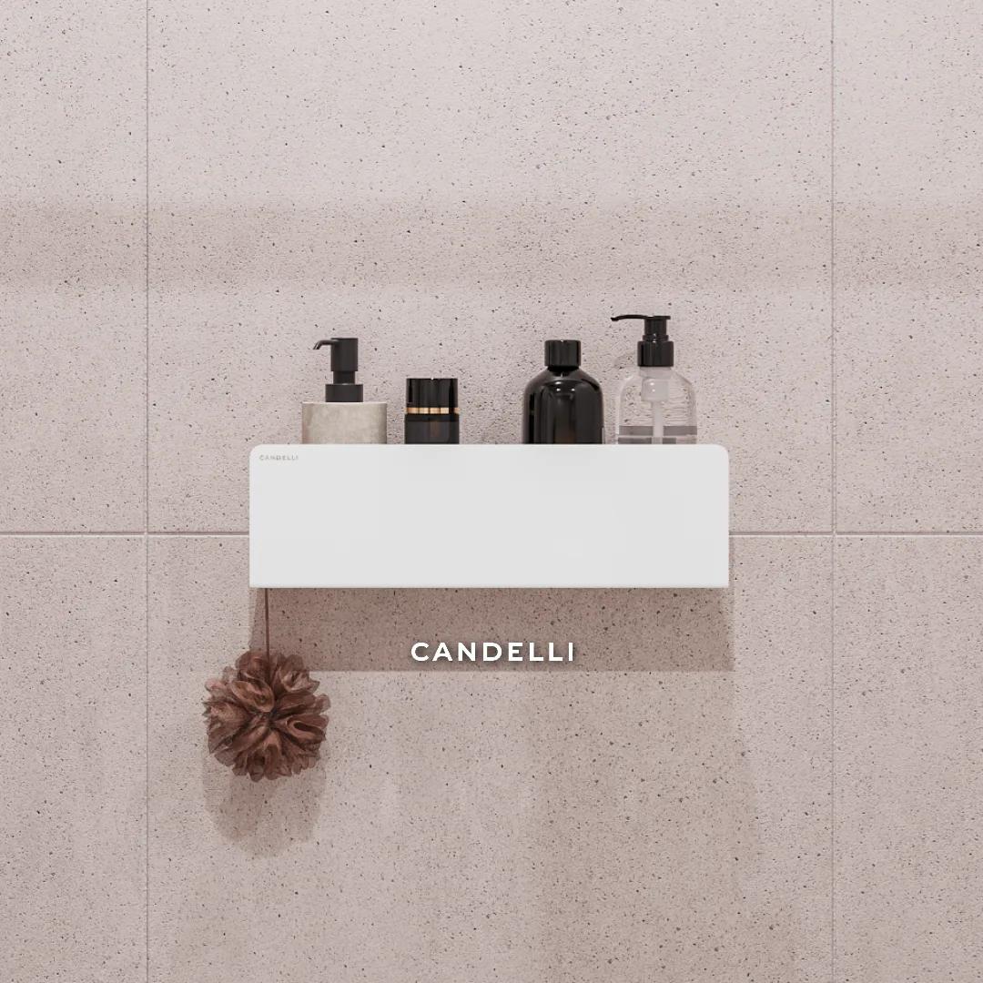 Металлическая полка CANDELLI 40 см скрытого хранения для ванной комнаты — фото 6