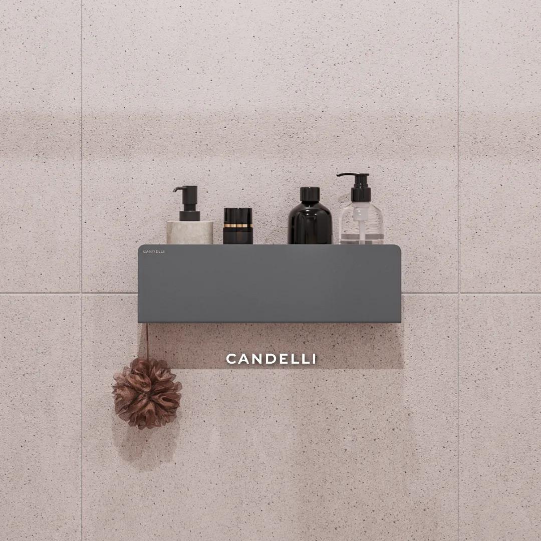 Металлическая полка CANDELLI 40 см скрытого хранения для ванной комнаты — фото 9