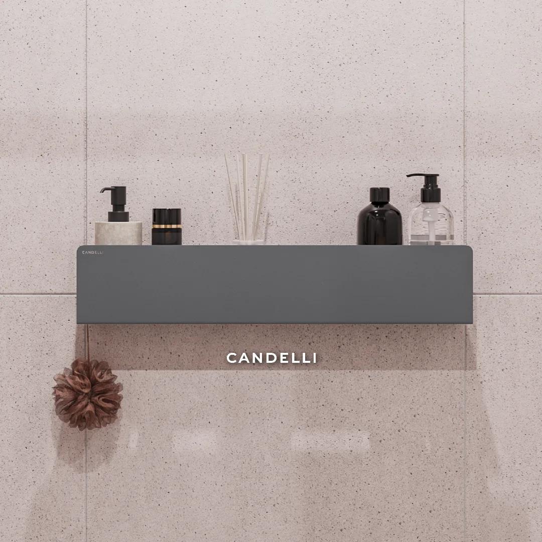 Металлическая полка CANDELLI 60 см скрытого хранения для ванной комнаты — фото 9