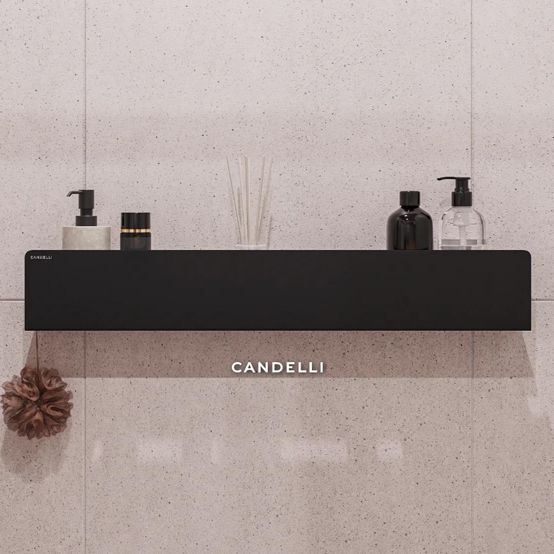 Металлическая полка CANDELLI 75 см скрытого монтажа для ванной комнаты, встроенная заподлицо со стеной — фото 3