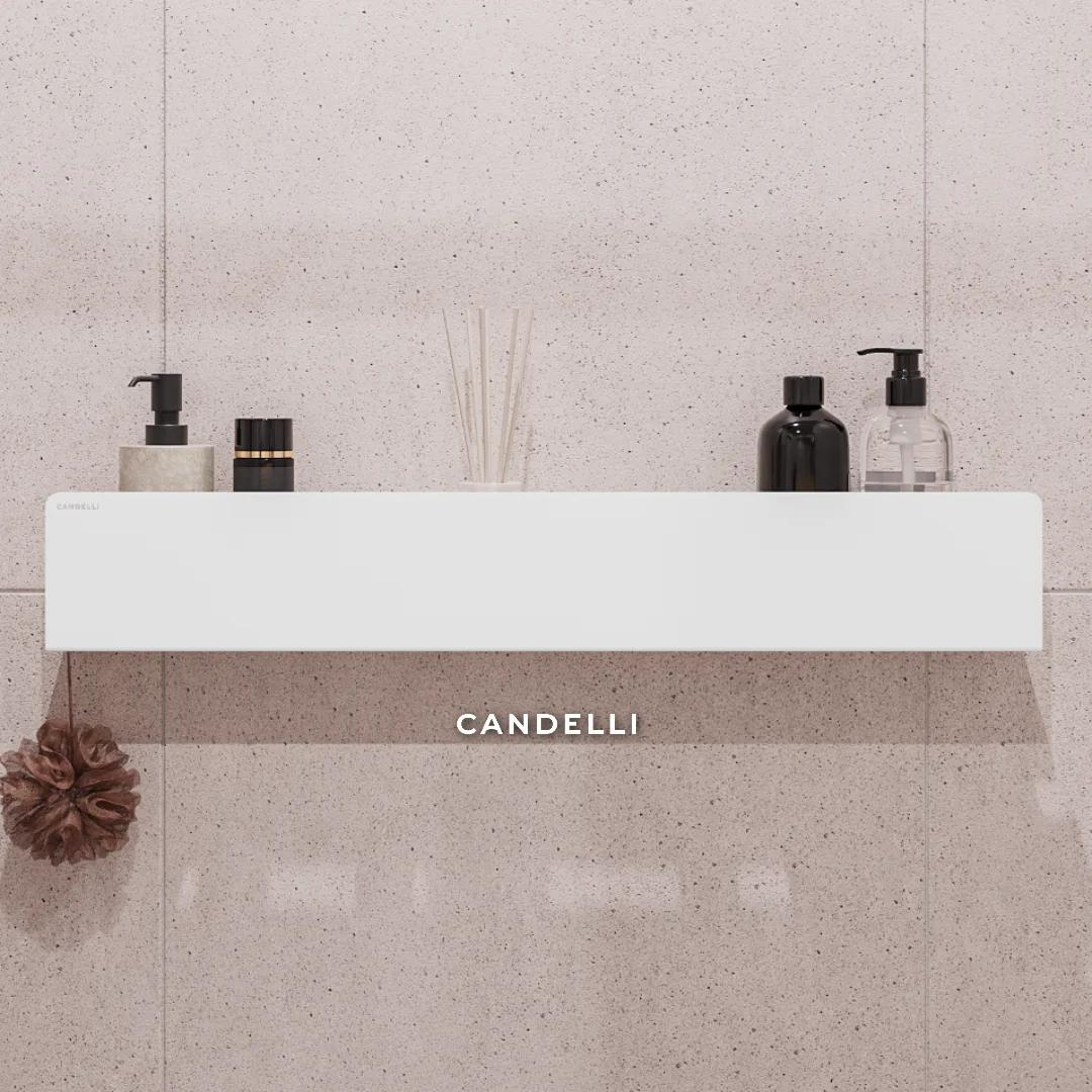 Металлическая полка CANDELLI 75 см скрытого монтажа для ванной комнаты, встроенная заподлицо со стеной — фото 6