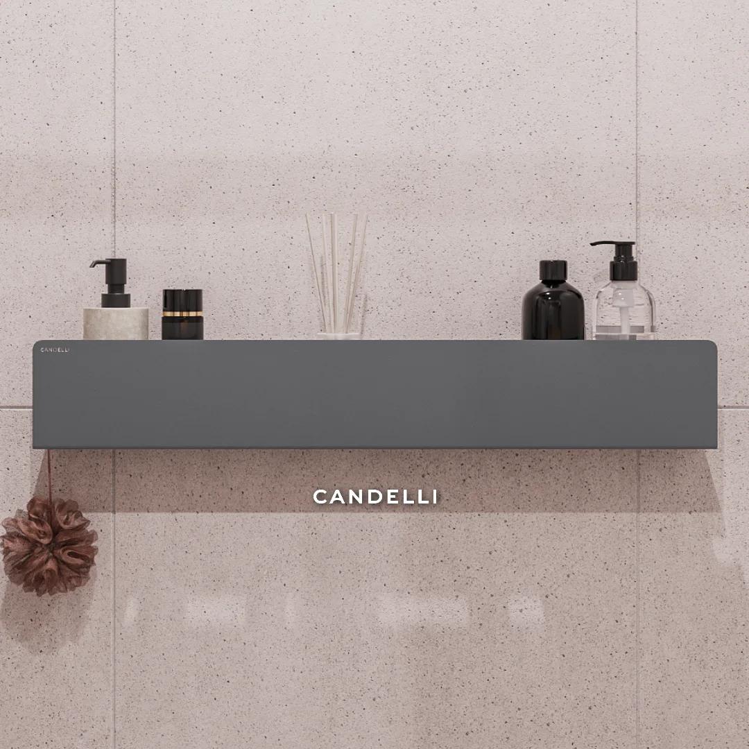 Металлическая полка CANDELLI 75 см скрытого монтажа для ванной комнаты, встроенная заподлицо со стеной — фото 9