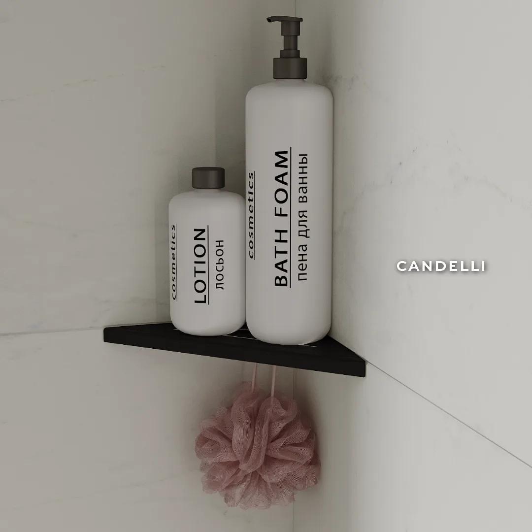 Угловая двухсторонняя металлическая полка CANDELLI 15 см для встраивания под керамогранит, отделки Черный Белый Серый Бронзовое золото — фото 3