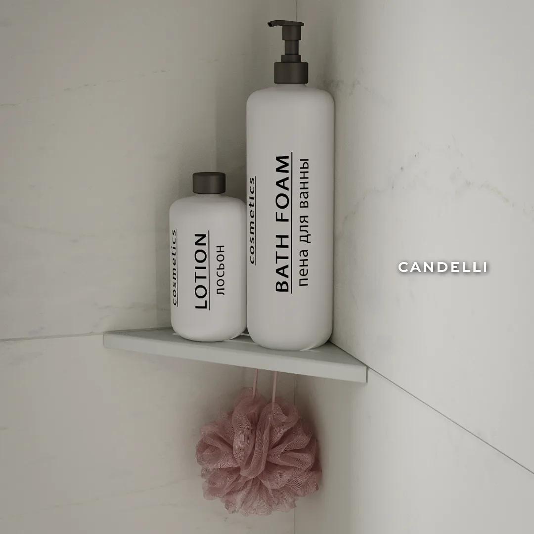 Угловая двухсторонняя металлическая полка CANDELLI 15 см для встраивания под керамогранит, отделки Черный Белый Серый Бронзовое золото — фото 7