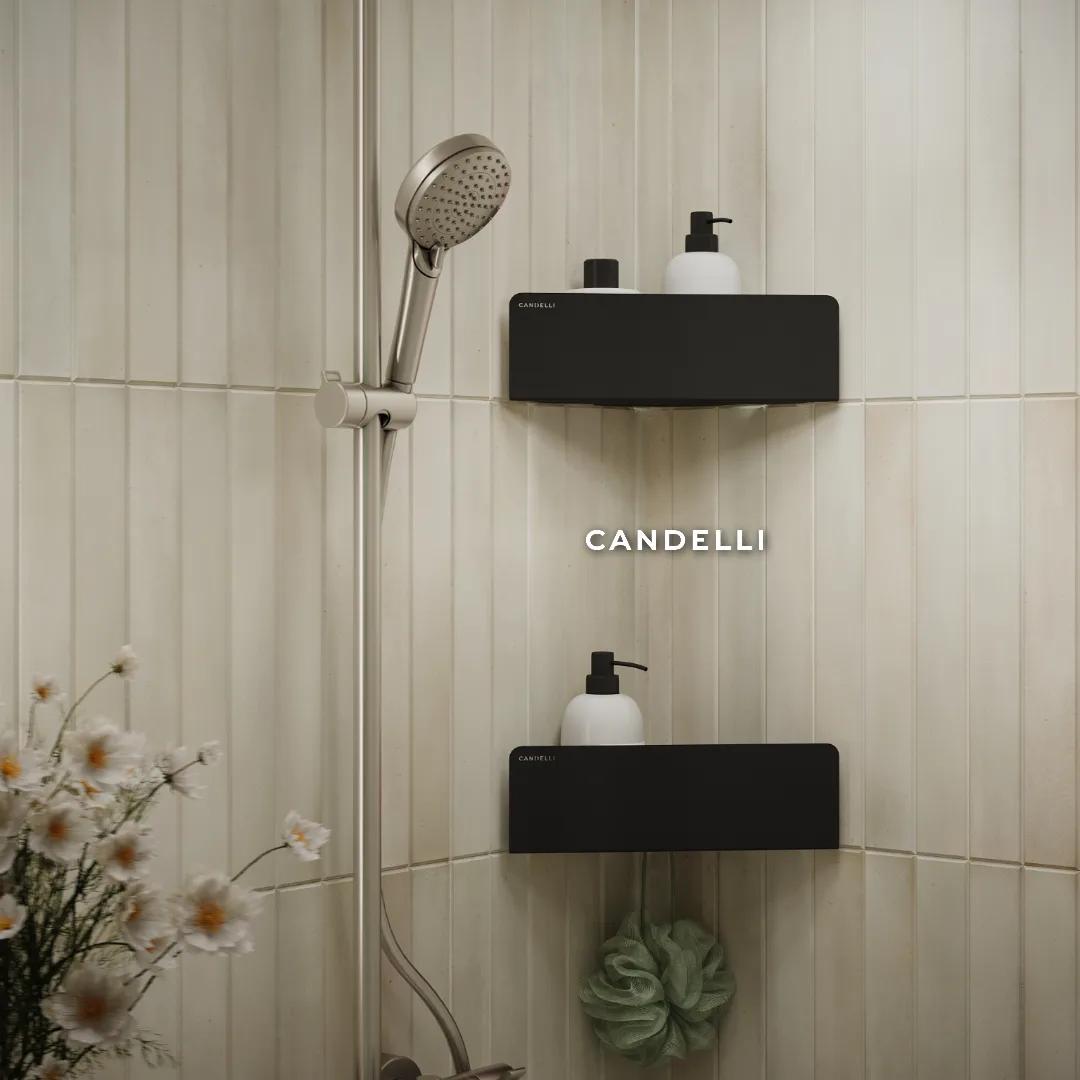 Угловая скрытая металлическая полка CANDELLI 15 см, отделки Черный Белый Серый Бронзовое золото — фото 3