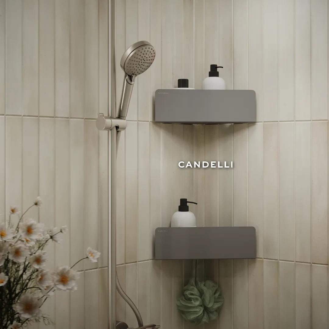 Угловая скрытая металлическая полка CANDELLI 15 см, отделки Черный Белый Серый Бронзовое золото — фото 9