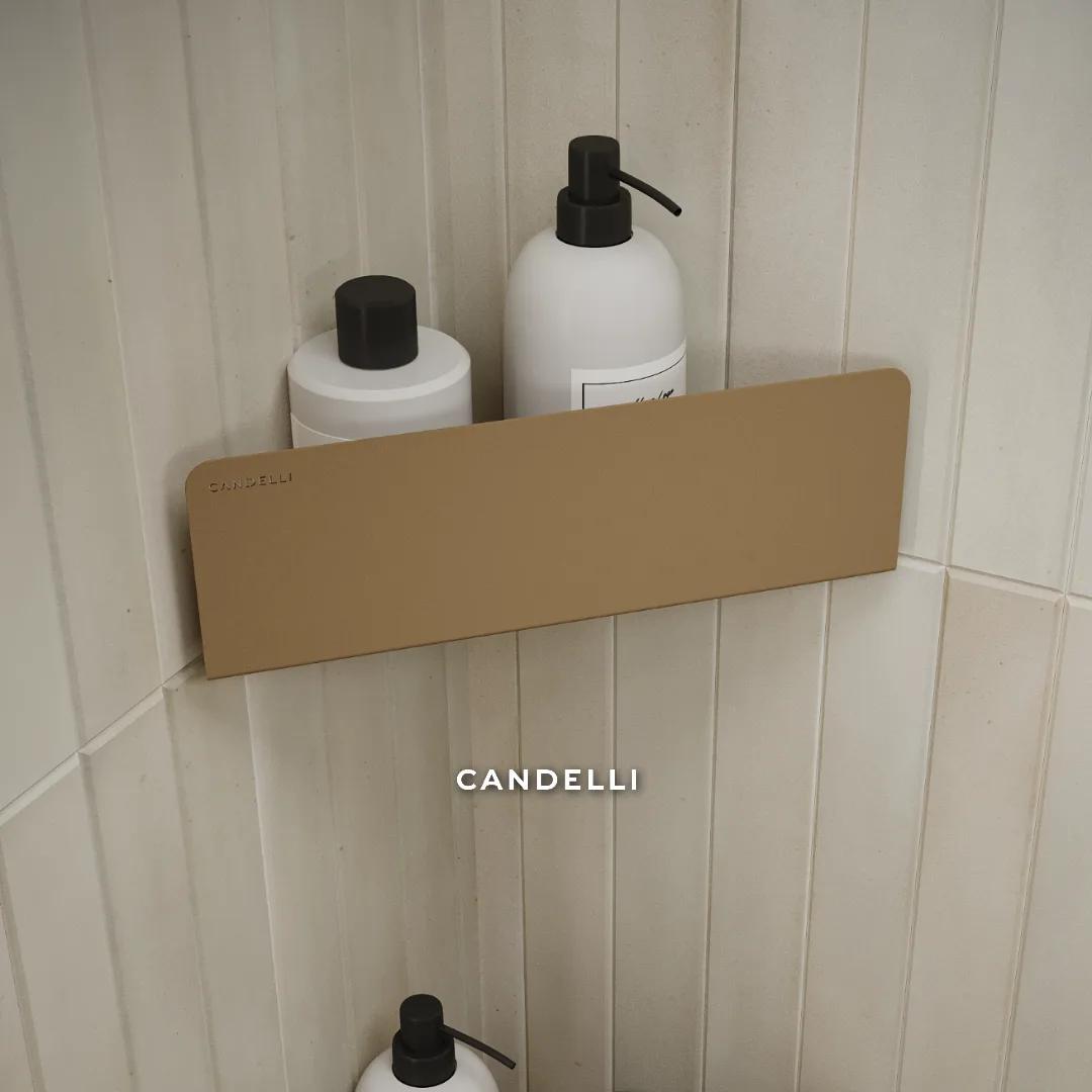 Угловая скрытая металлическая полка CANDELLI 15 см, отделки Черный Белый Серый Бронзовое золото — фото 10