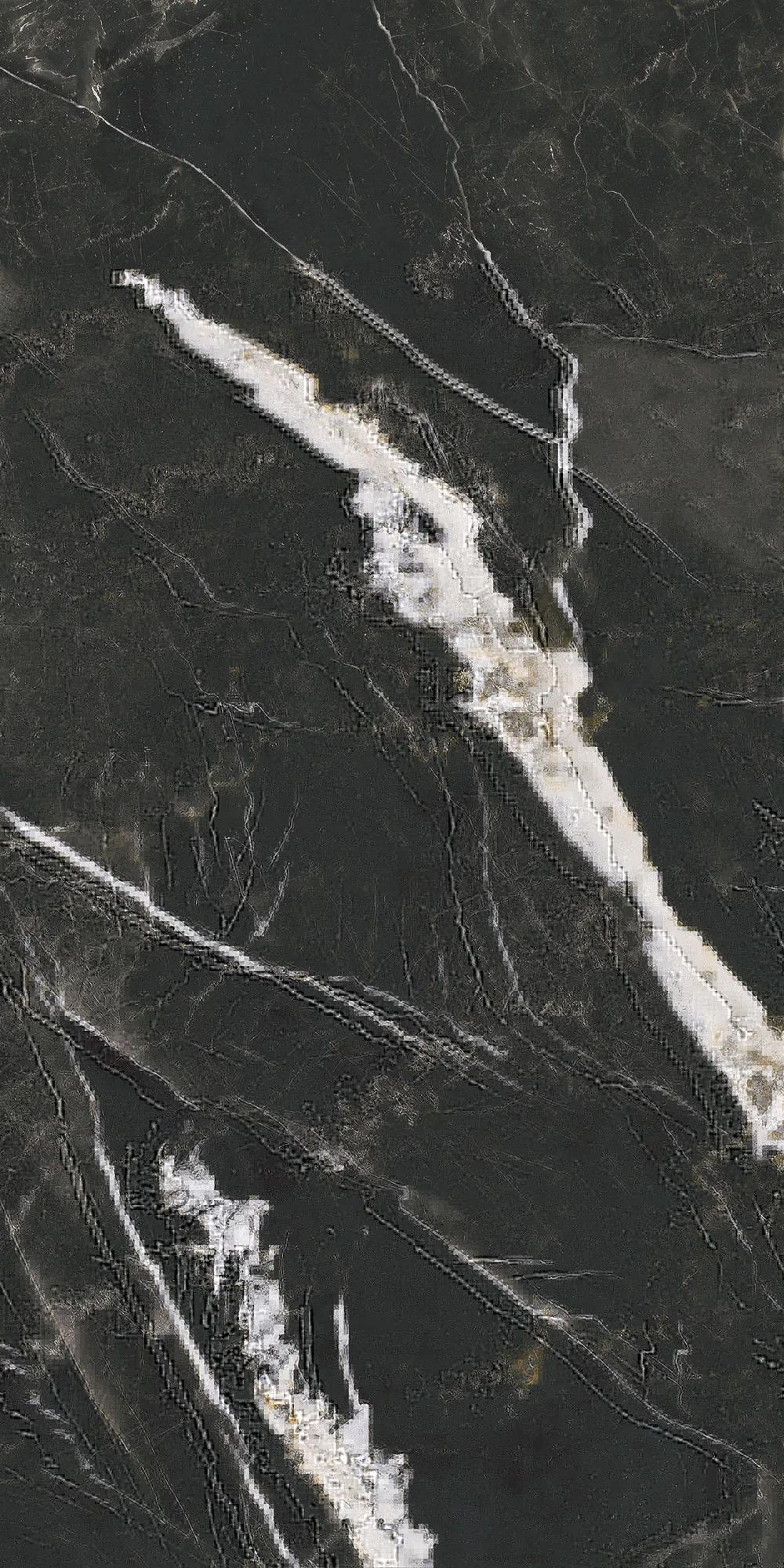 Чёрный лаппатированный керамогранит GlobalTile Flame 1200x600 мм с графитовой глубиной — фото 2