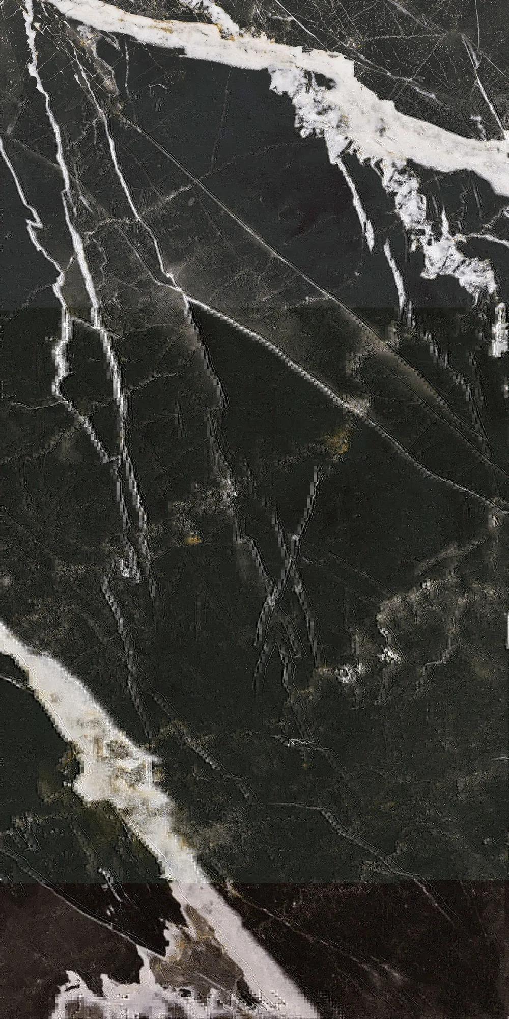 Чёрный лаппатированный керамогранит GlobalTile Flame 1200x600 мм с графитовой глубиной — фото 4