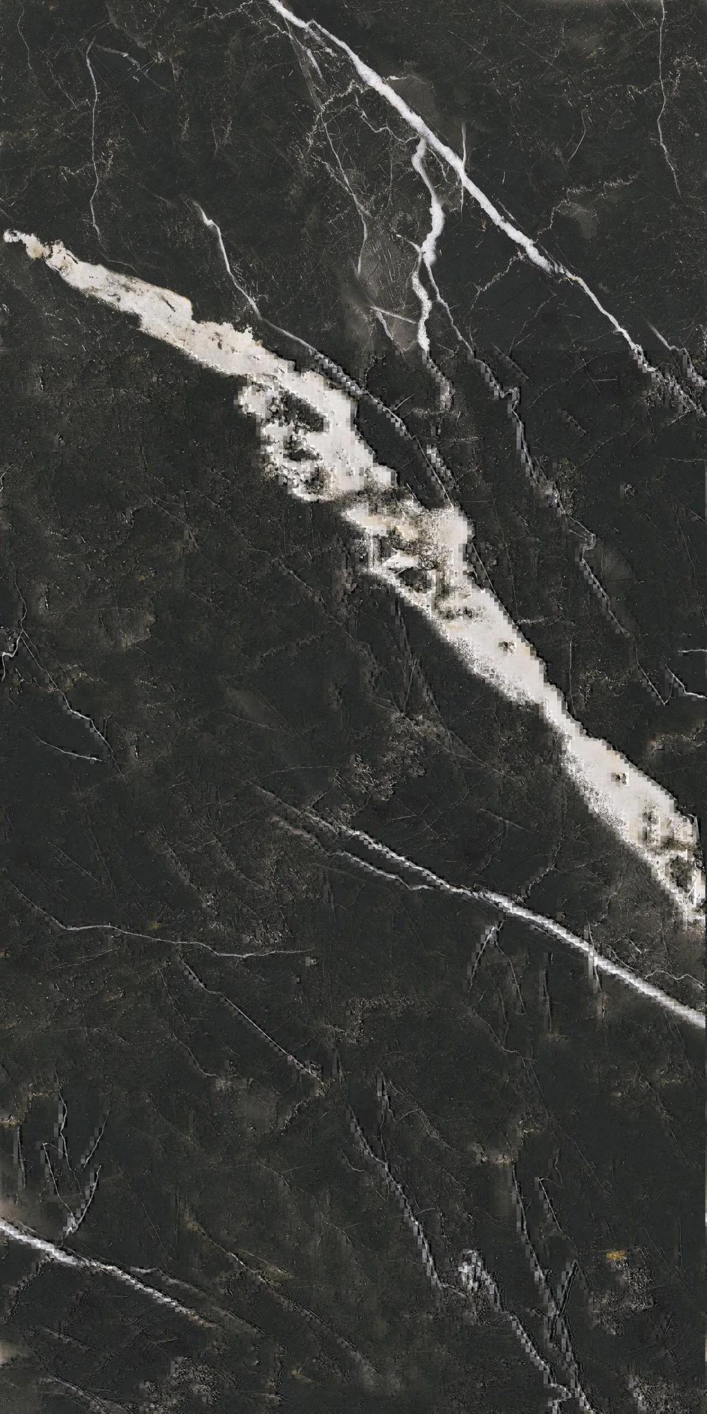 Чёрный лаппатированный керамогранит GlobalTile Flame 1200x600 мм с графитовой глубиной — фото 6