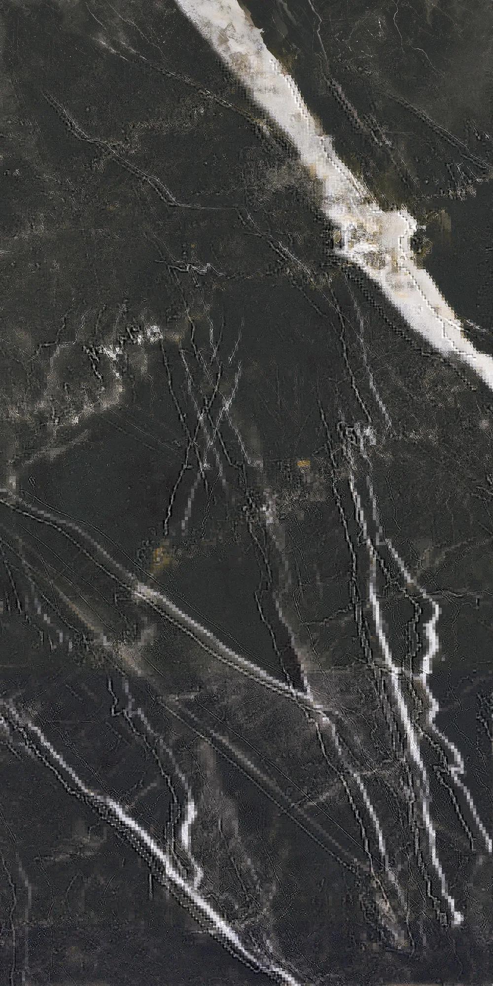 Чёрный лаппатированный керамогранит GlobalTile Flame 1200x600 мм с графитовой глубиной — фото 7