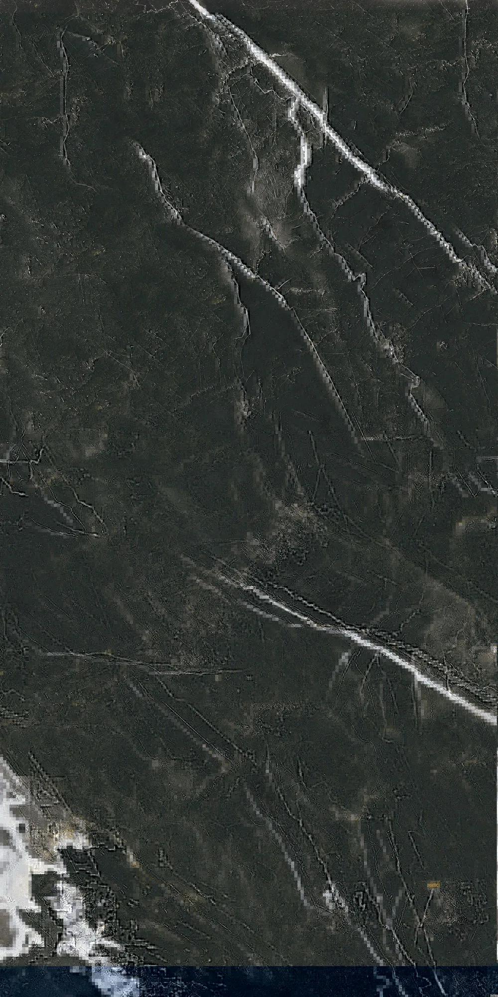 Чёрный лаппатированный керамогранит GlobalTile Flame 1200x600 мм с графитовой глубиной — фото 8