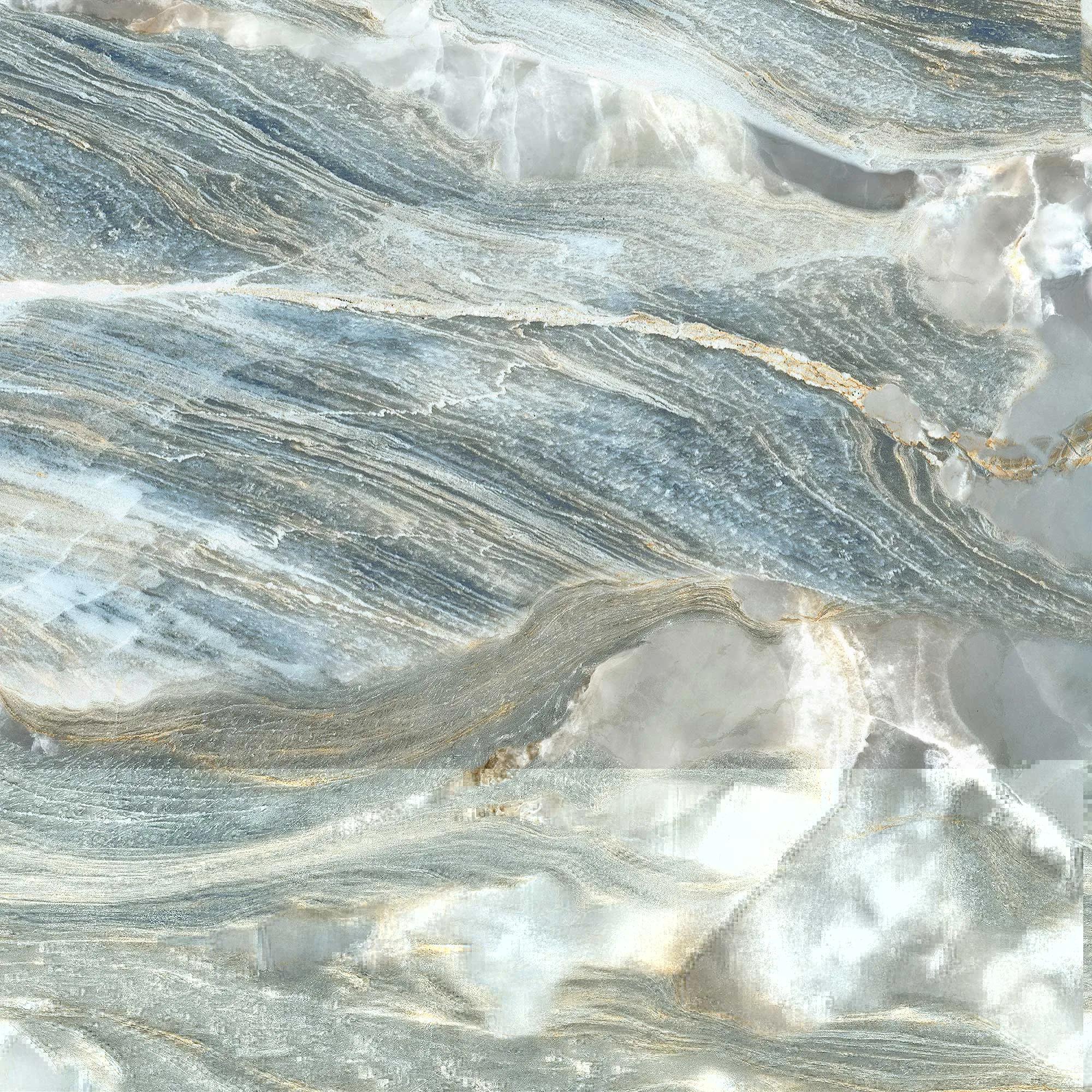Голубой матовый керамогранит GlobalTile Bellagio 600x600 мм на полу средиземноморской ванной — фото 12