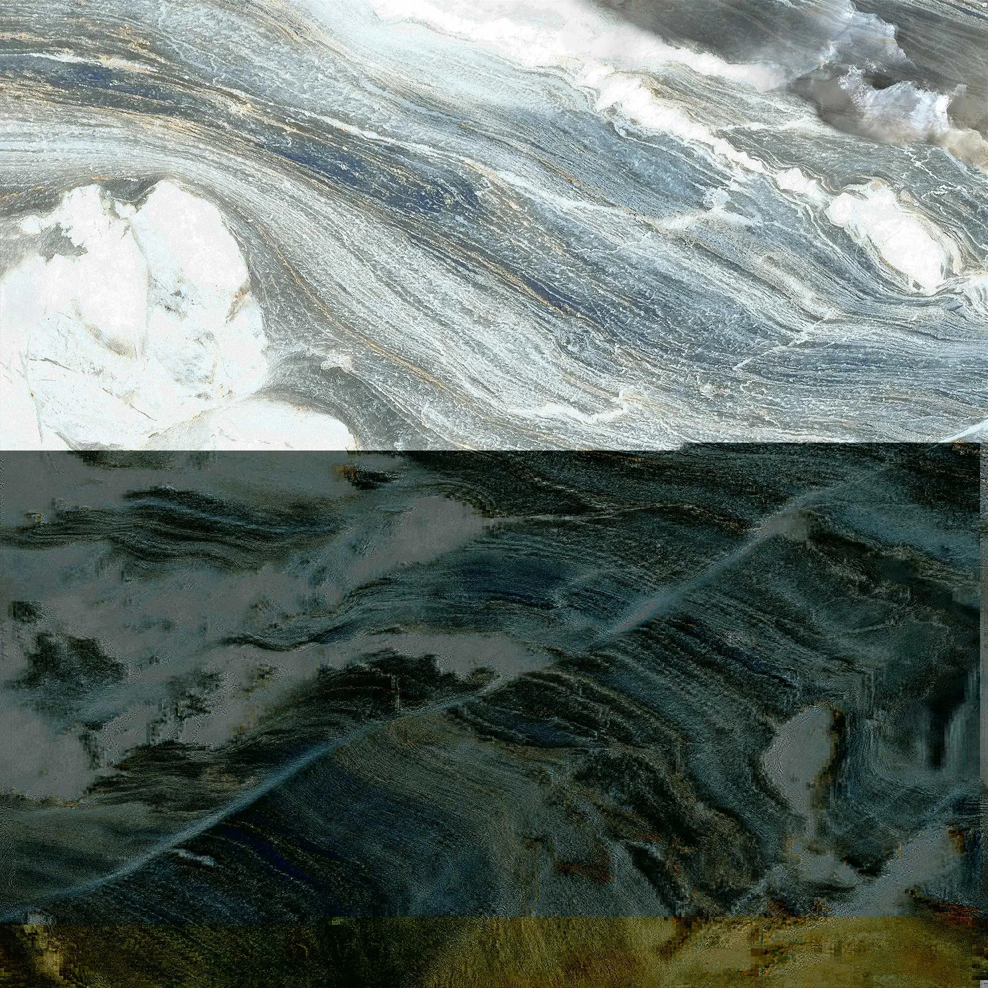 Голубой матовый керамогранит GlobalTile Bellagio 600x600 мм на полу средиземноморской ванной — фото 14
