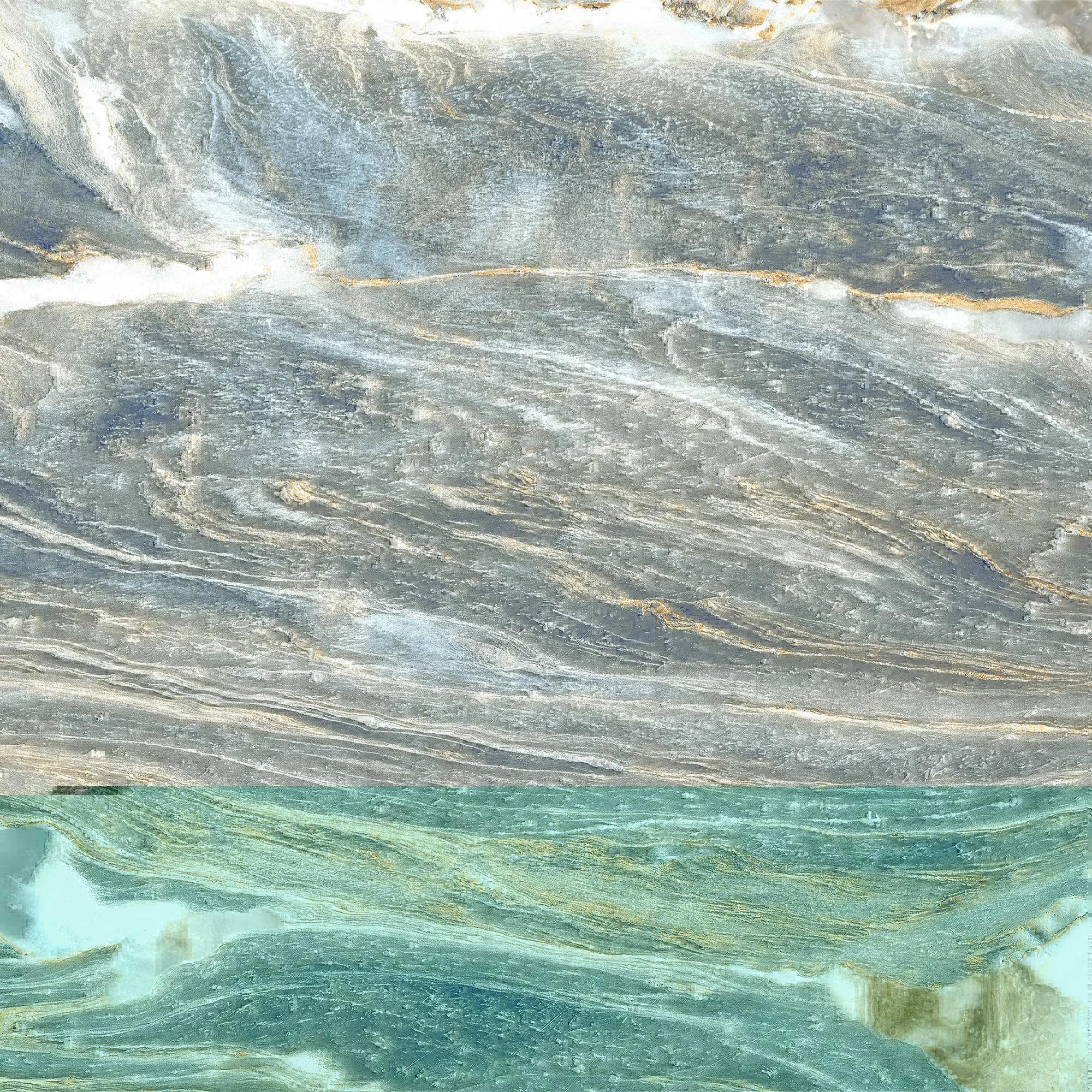Голубой матовый керамогранит GlobalTile Bellagio 600x600 мм на полу средиземноморской ванной — фото 18