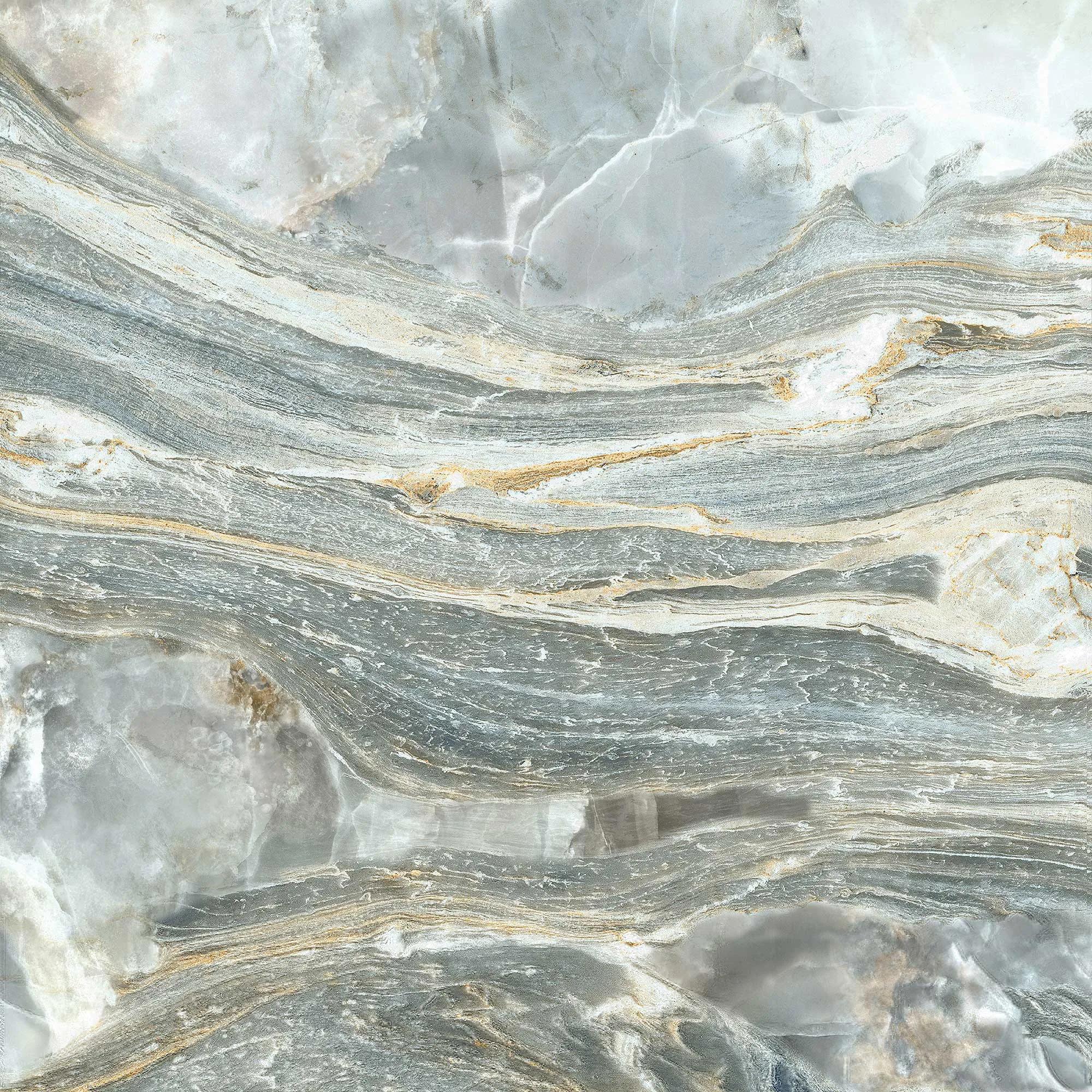 Голубой матовый керамогранит GlobalTile Bellagio 600x600 мм на полу средиземноморской ванной — фото 3