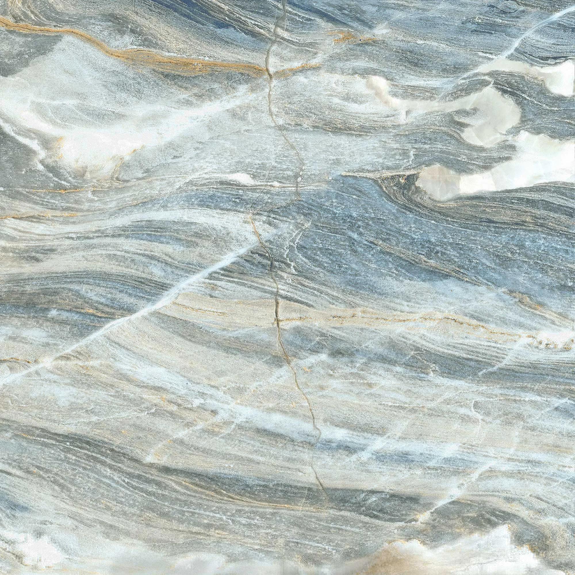 Голубой матовый керамогранит GlobalTile Bellagio 600x600 мм на полу средиземноморской ванной — фото 24