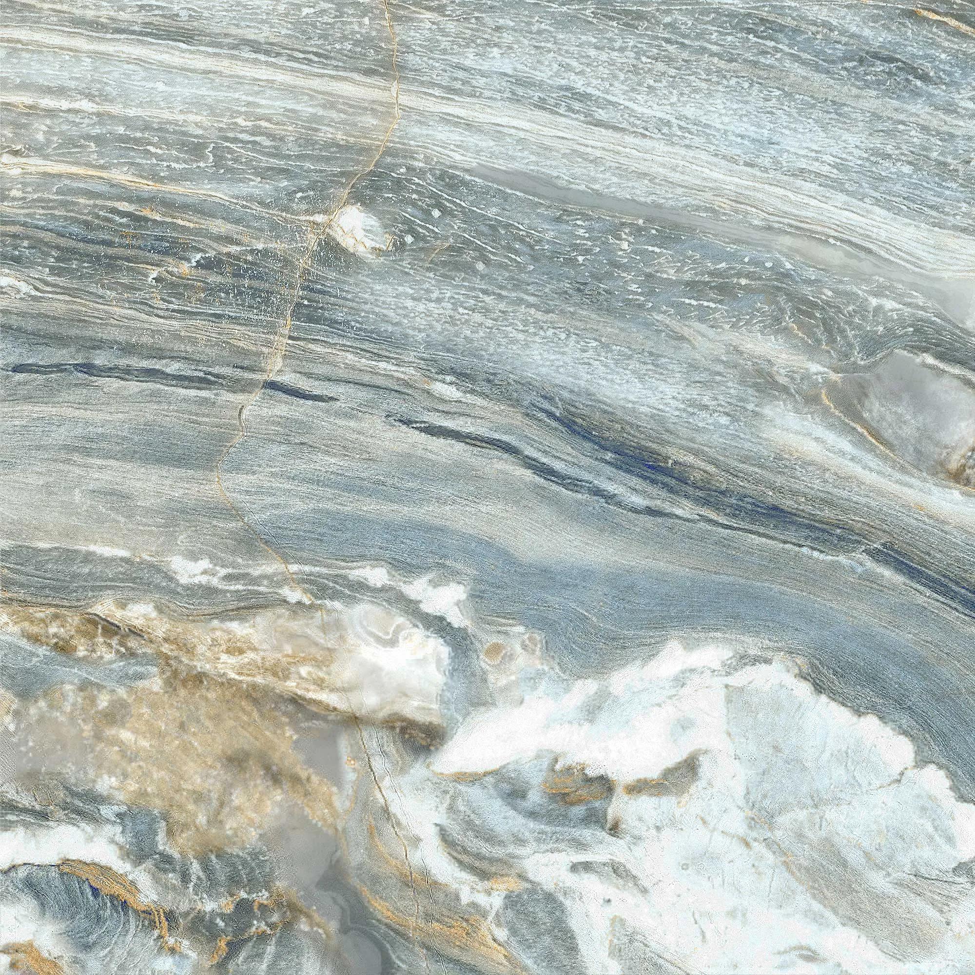 Голубой матовый керамогранит GlobalTile Bellagio 600x600 мм на полу средиземноморской ванной — фото 5