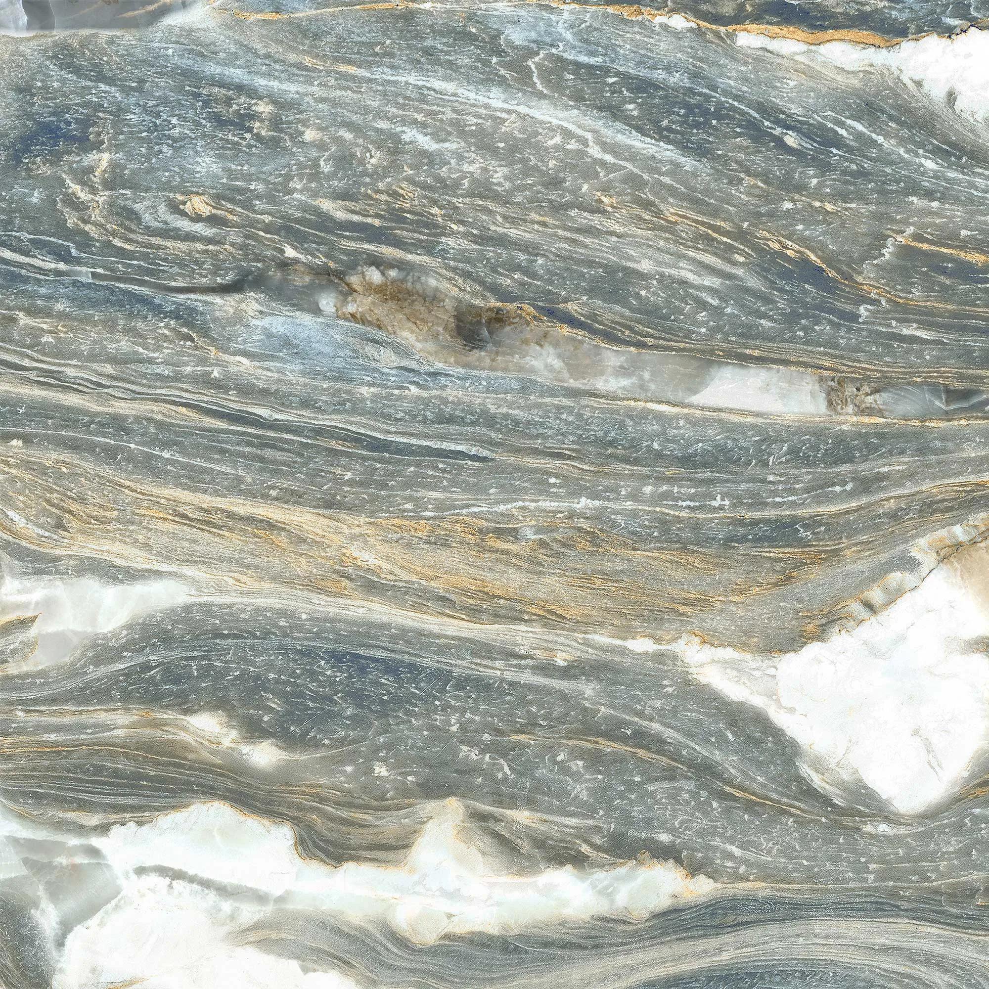 Голубой матовый керамогранит GlobalTile Bellagio 600x600 мм на полу средиземноморской ванной — фото 7