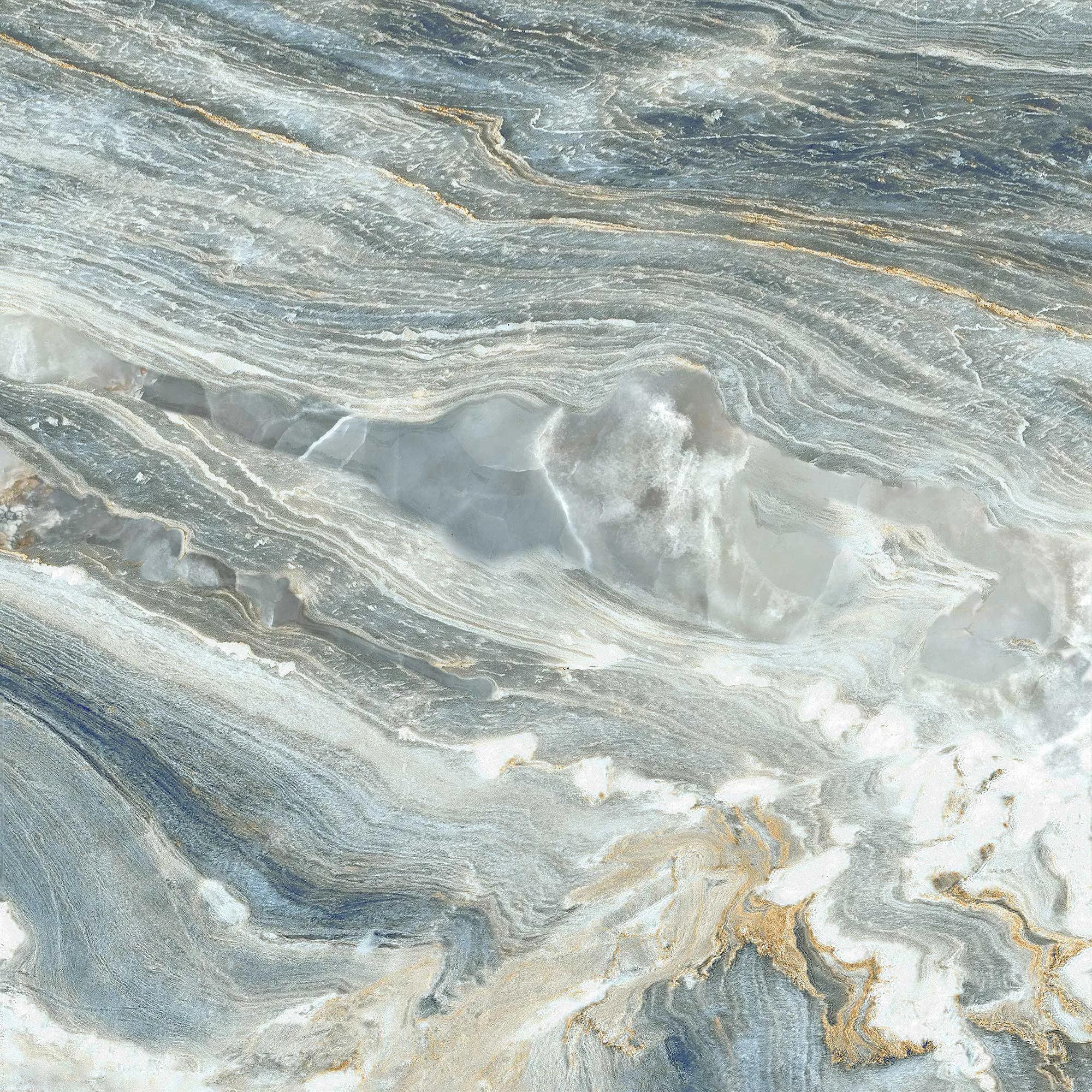Голубой матовый керамогранит GlobalTile Bellagio 600x600 мм на полу средиземноморской ванной — фото 8