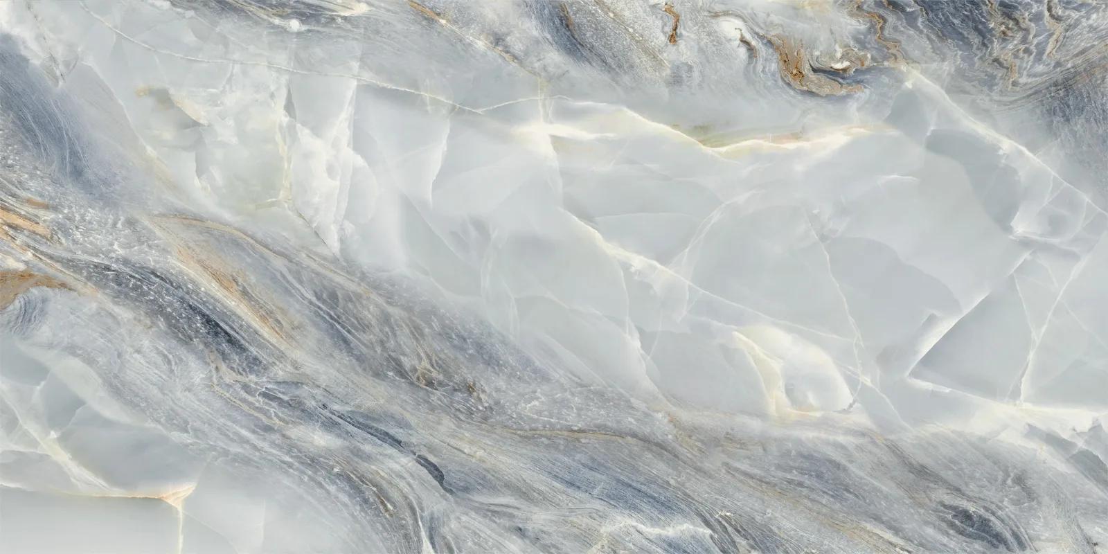 Синий лаппатированный керамогранит Delacora Эстель 600×1200 мм для стен и пола в интерьере ванной комнаты — фото 8
