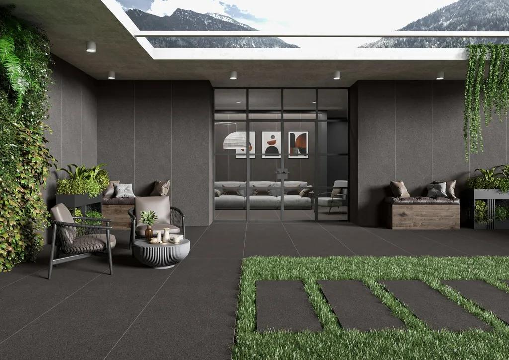 Глянцевый чёрный керамогранит ENNFACE Granite Nero 800×3000 мм с отражающей поверхностью для современных интерьеров — фото 2
