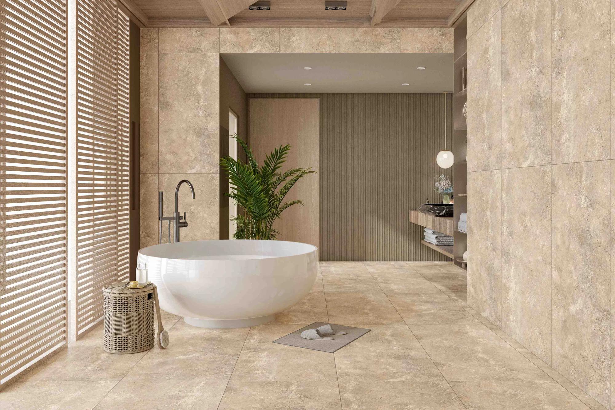 Керамогранит ENNFACE Blanche Beige 600×1200 мм, тёплый светлый матовый камень — фото 2