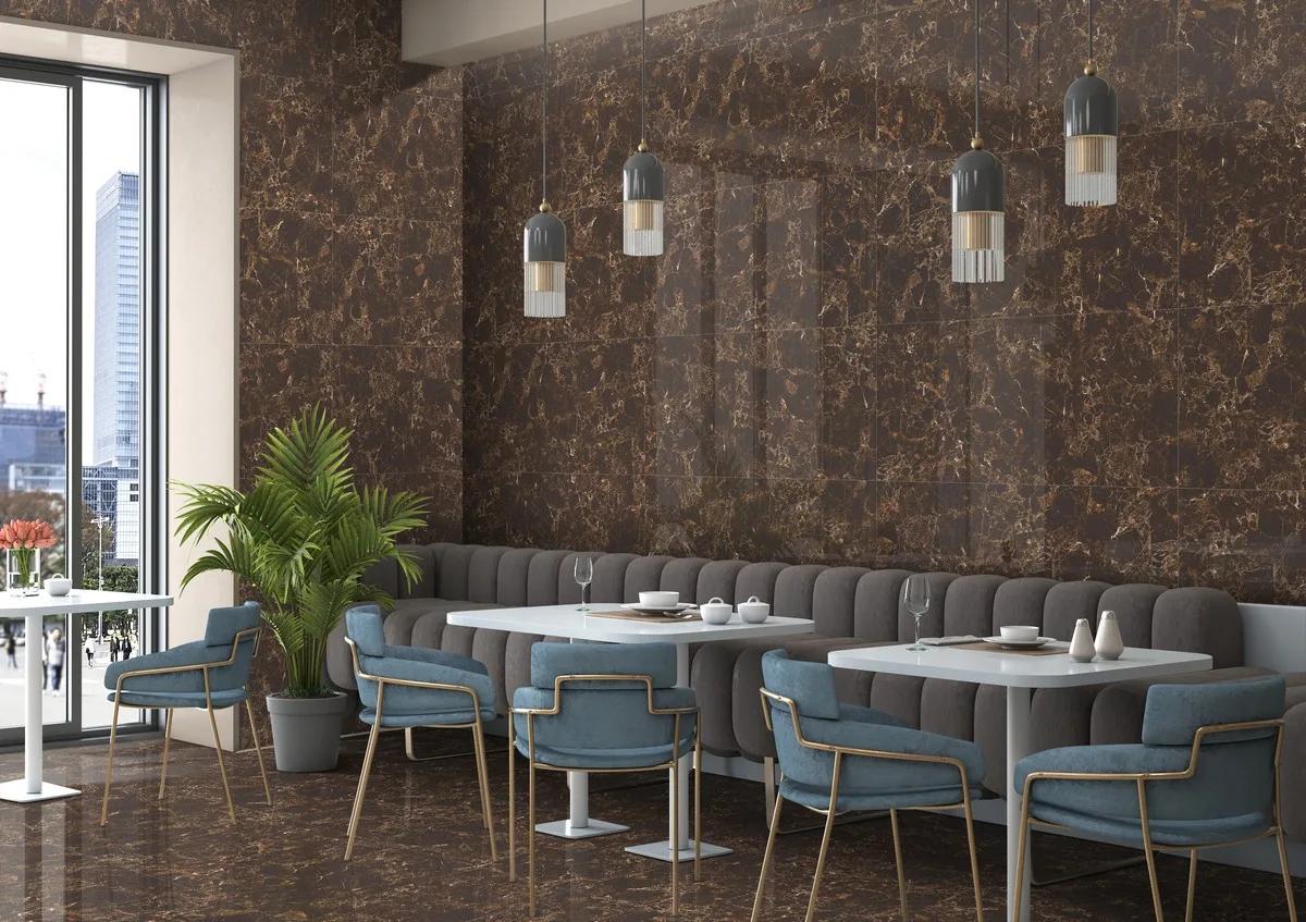 Керамогранит ENNFACE Emperador Brown 600×1200 мм, коричневый мрамор с насыщенным глянцем — фото 2