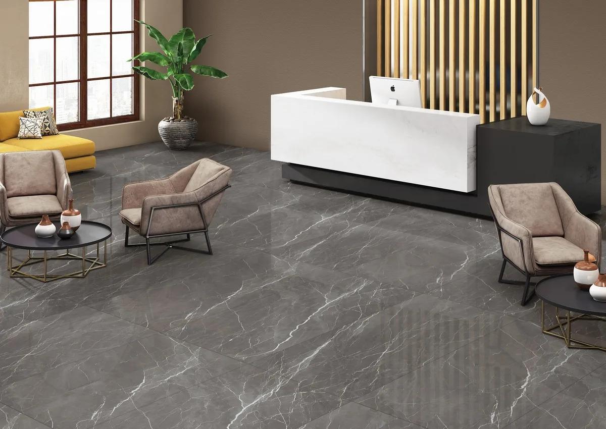 Керамогранит ENNFACE Grigio Fresco 600×1200 мм, светлый серый камень с насыщенным глянцем — фото 2