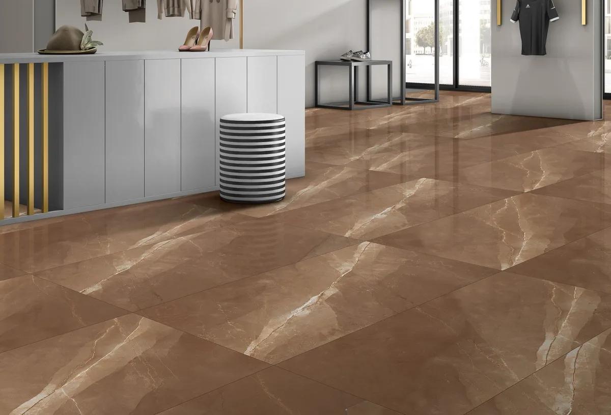 Бронзовый глянцевый керамогранит ENNFACE Armani Bronze 600x1200 мм с эффектом металлической поверхности HIGH GLOSSY — фото 2
