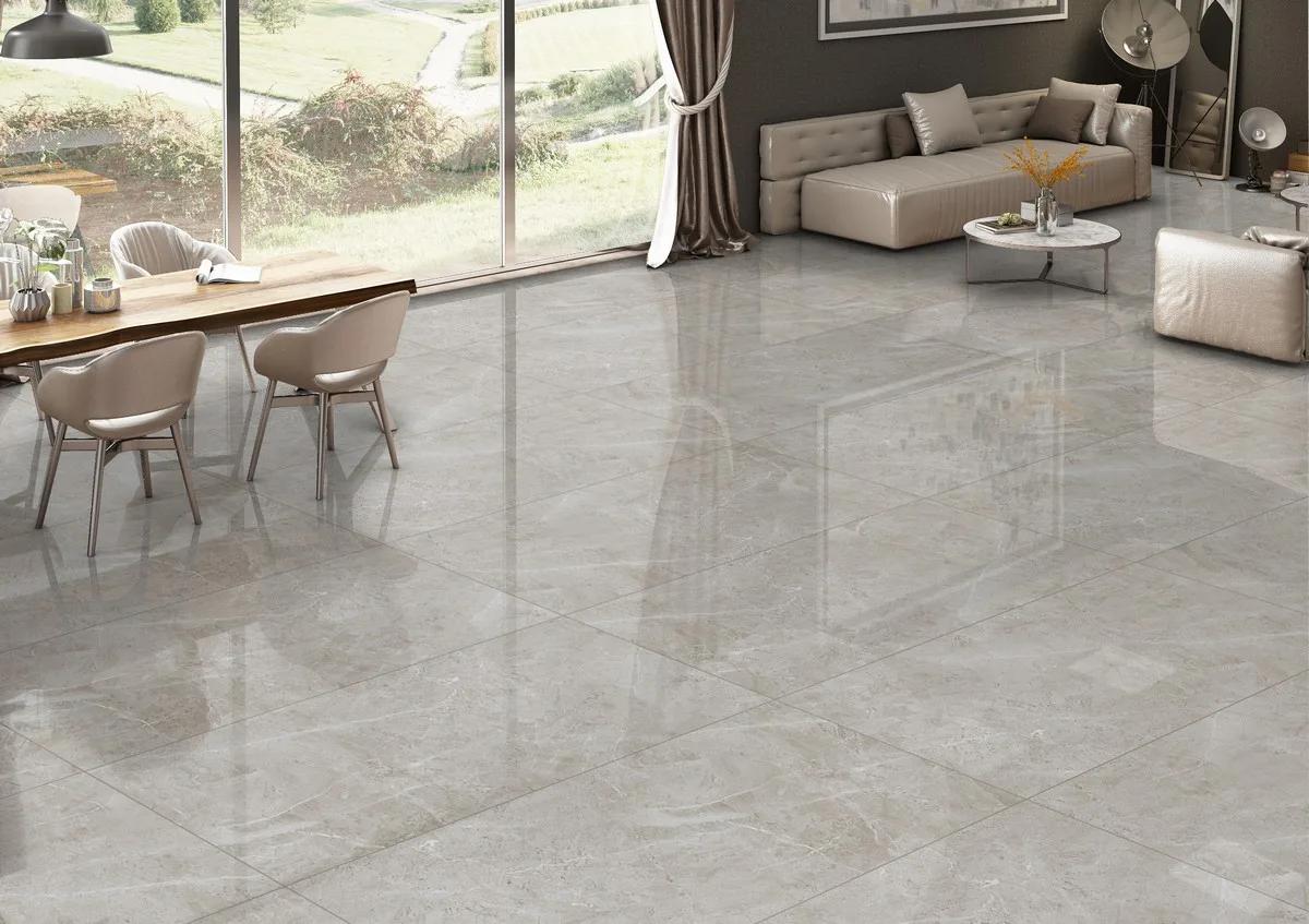 Керамогранит ENNFACE Ice Flake 600×1200 мм, светлый глянцевый камень с тонкими прожилками — фото 2