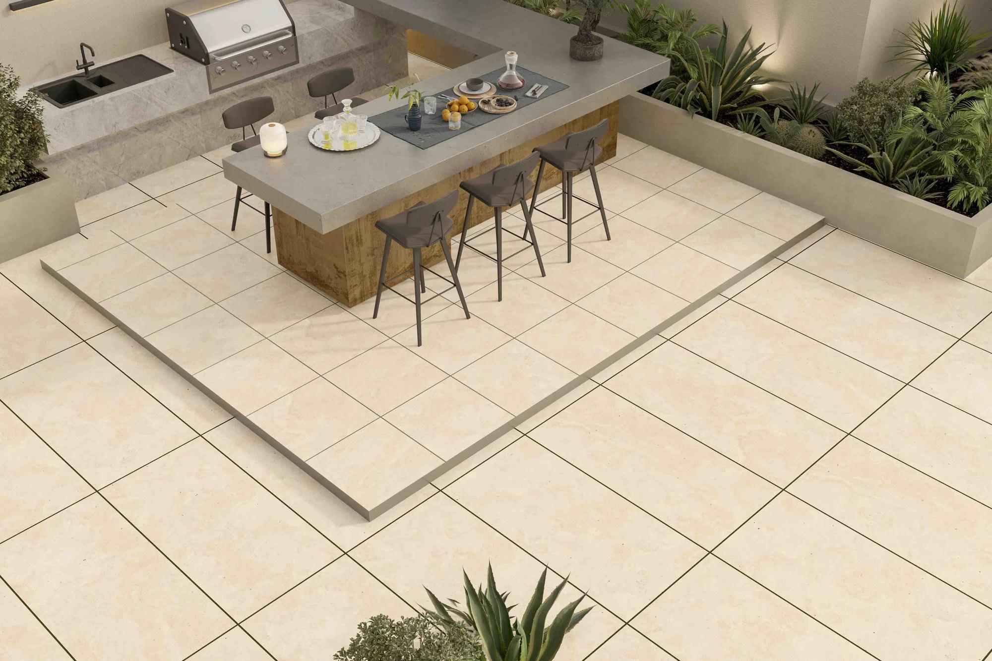 Керамогранит ENNFACE Travertine Cross Avorio 600×1200 мм, светлый травертин с матовой поверхностью — фото 2