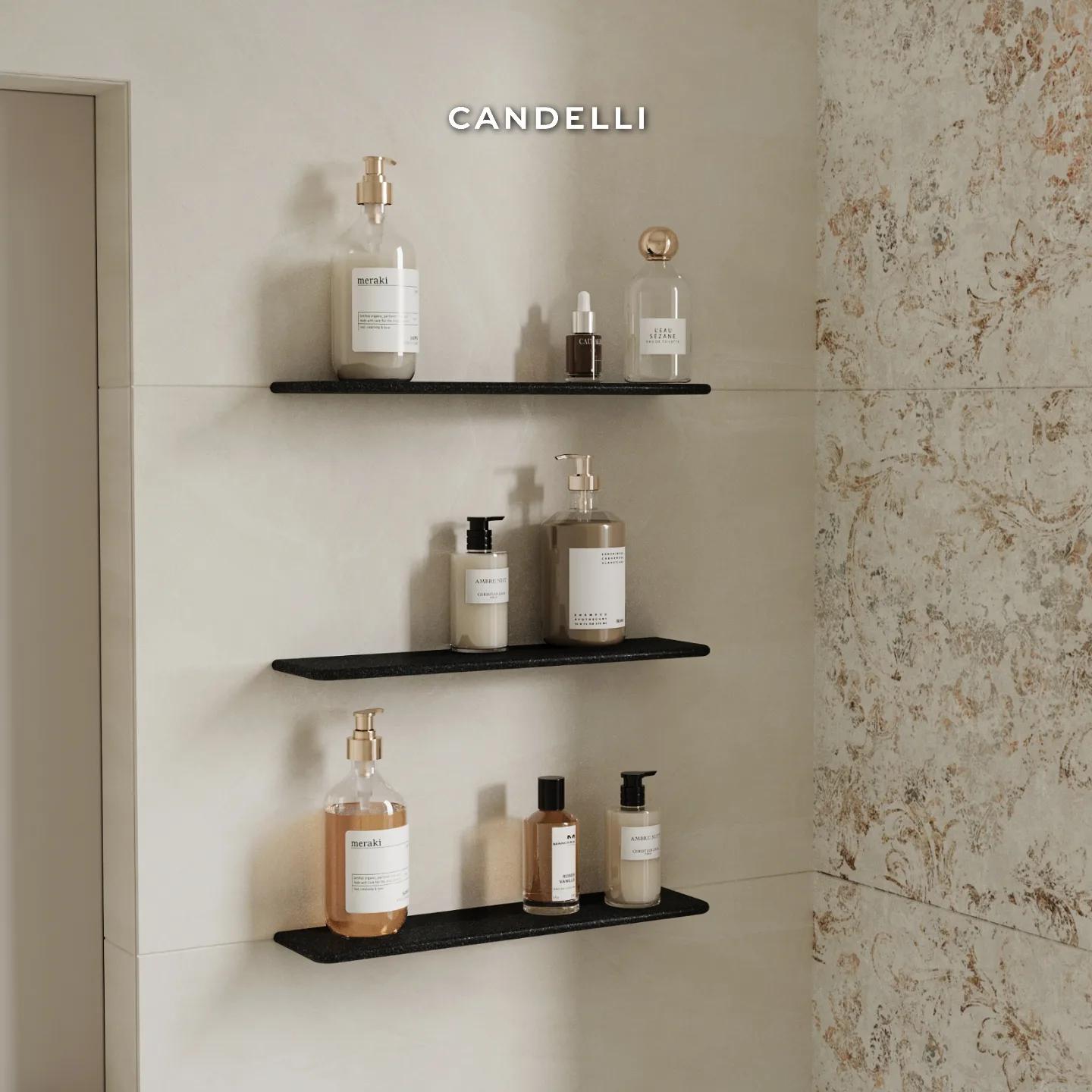 Прямая полка из искусственного камня CANDELLI 50 см для просторной ванной в премиальном интерьере
